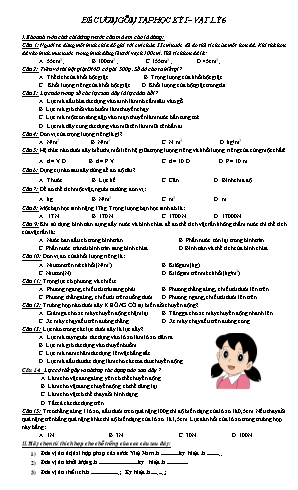 Đề cương ôn tập học kỳ I môn Vật lý Lớp 6